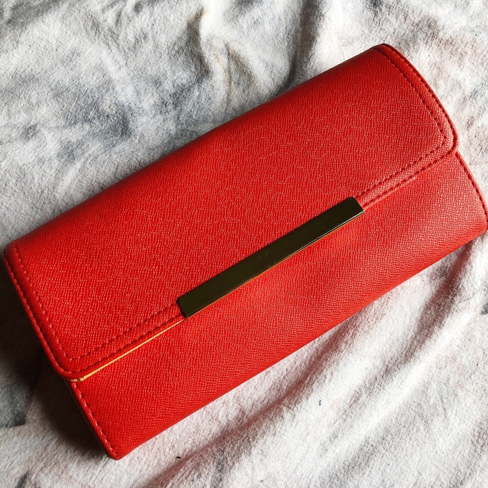 Red, Orange, Gold Accents, Wallet, Clutch